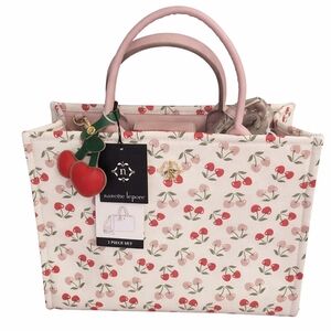 Nanette Lepore Cherry Pattern Tote - Cream and Pink